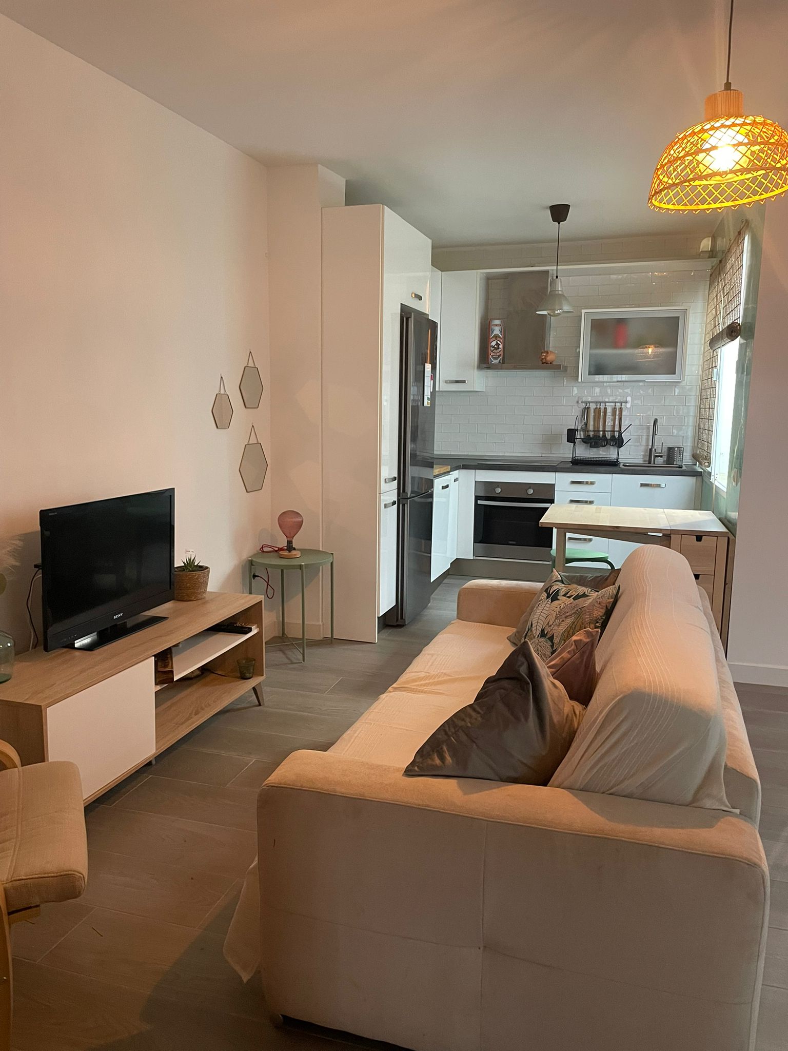 Salón del apartamento con sofá cama